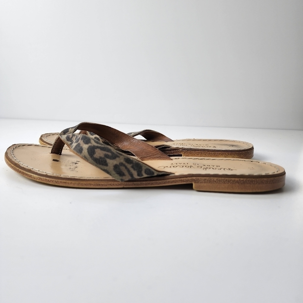 ⭐️40% Off⭐️ Niccolo Vacari  Leather Leopard Flip Flops - Picture 3 of 9